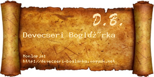 Devecseri Boglárka névjegykártya